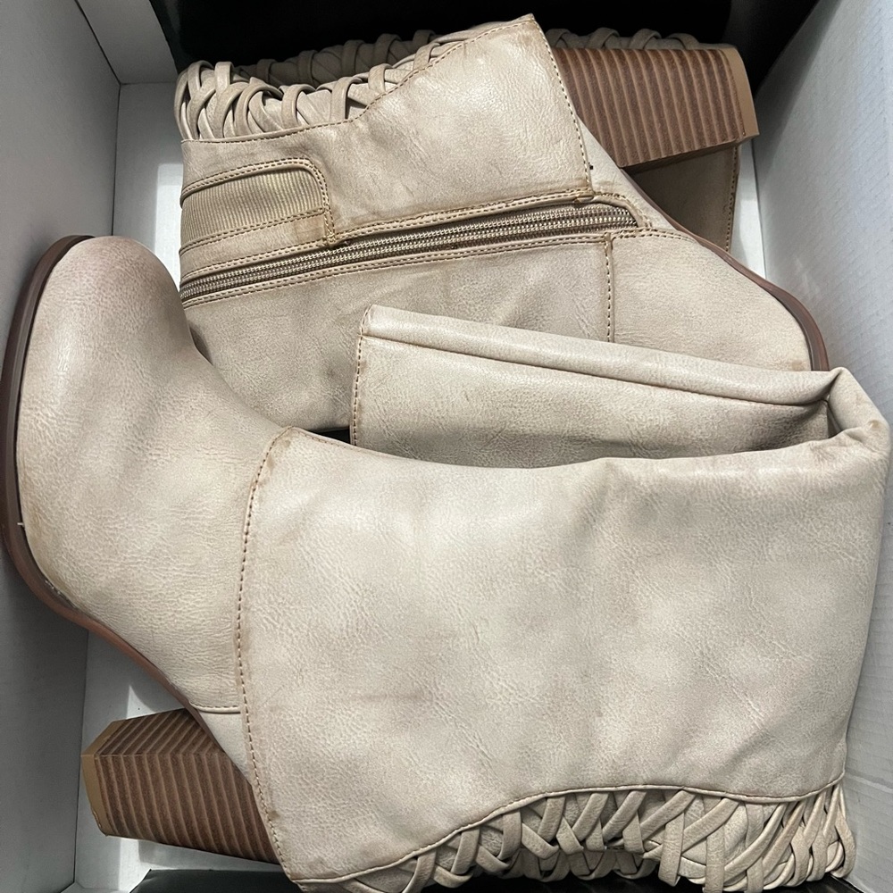Torrid Tan PU Wide Lace up HL Knee new